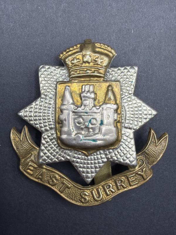 Edwardian 1901-1910 Imperial Crown East Surrey Regiment Cap Badge