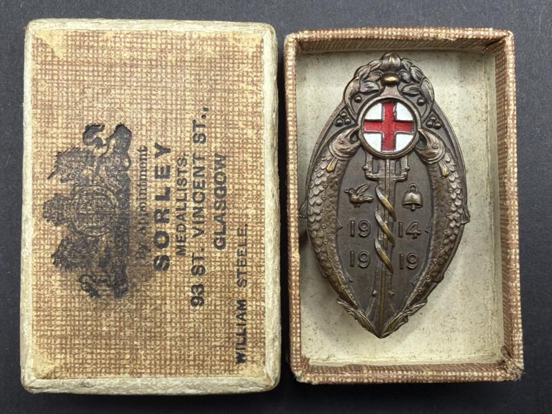 Glasgow Red Cross Nursing Badge Boxed