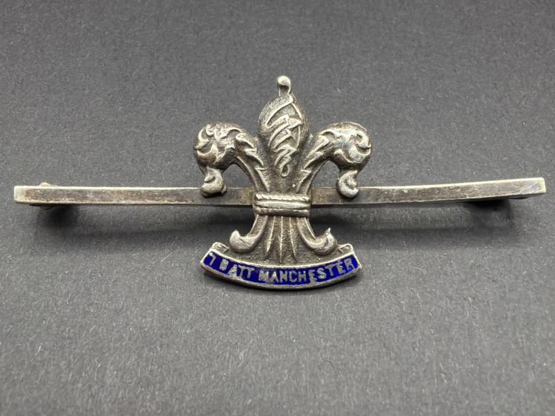 WW1 Sterling Silver 7th Battalion Manchester Regiment Pin Badge