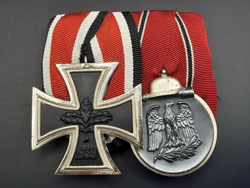 Post War 57 Issue Iron Cross Second Class & Ost Medal Bar