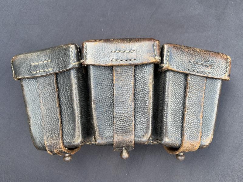K98K Ammo Pouch Black Leather 1938 Dated