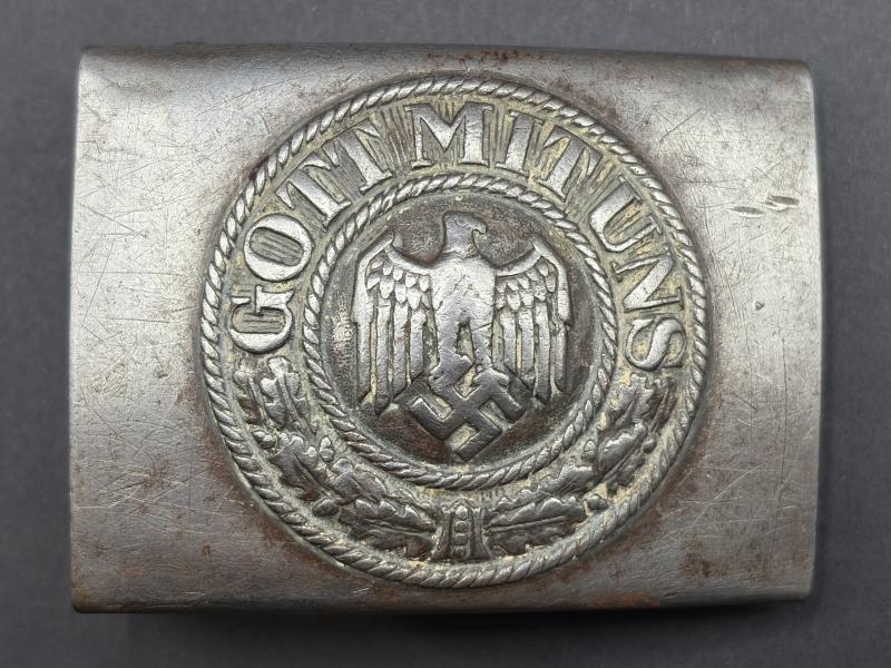 German Army Steel Belt Buckle Marked HK Hermann Koller