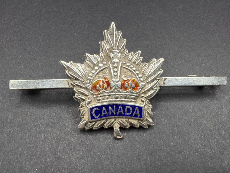 Sterling Silver WW1 Canadian (CEF) Maple Leaf Sweet Heart Pin Badge