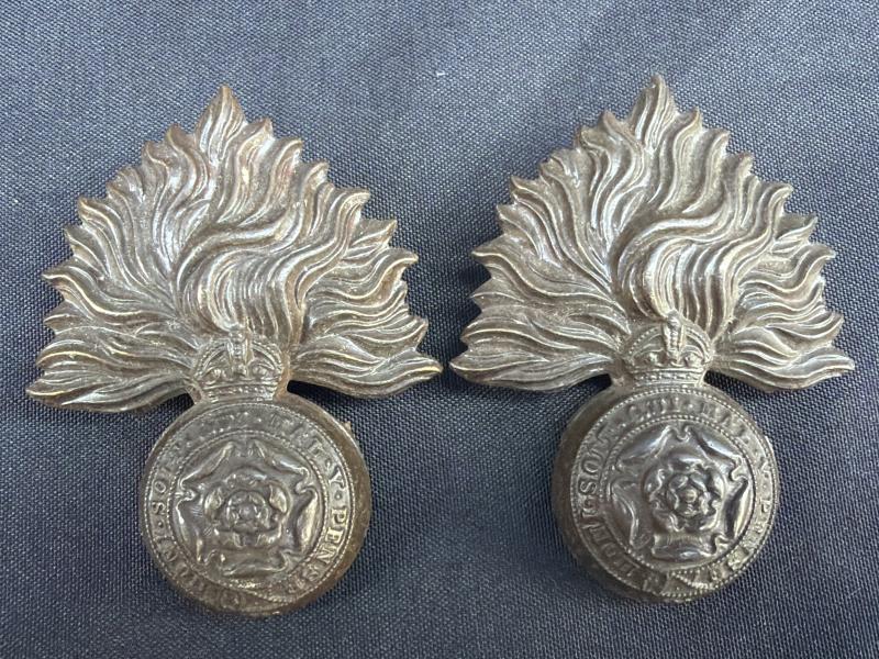 Pair of WW1 Period Royal Fusiliers Officers Bronze Collar Insignia