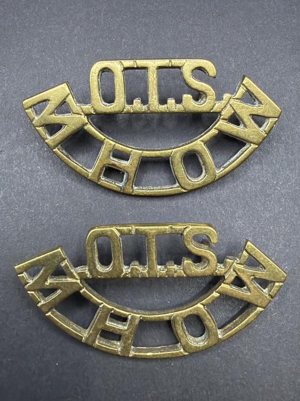 WW2 Indian Army Epaulette Titles Officer Training School Mhow