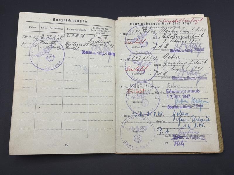 German Army Soldbuch Unteroffizier Heinrich Becker Gren.Regt.57 9th Infantry Division