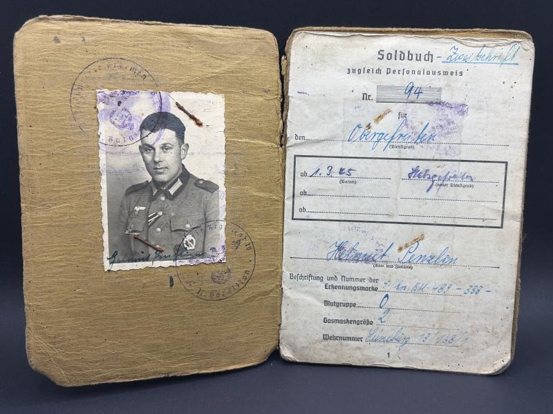 German Army Soldbuch Stabsgefreiter Helmut Penzlin Greece & Western Europe With Many Awards