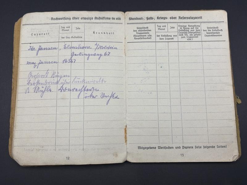 German Army Soldbuch Stabsgefreiter Helmut Penzlin Greece & Western Europe With Many Awards
