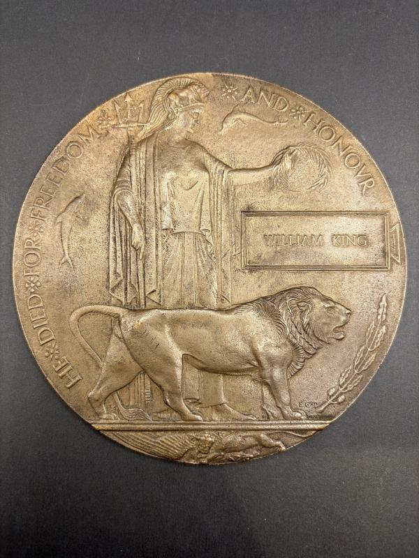WW1 Medal Trio & Plaque 10477 Pte.W.King Yorkshire Regiment KIA 1916