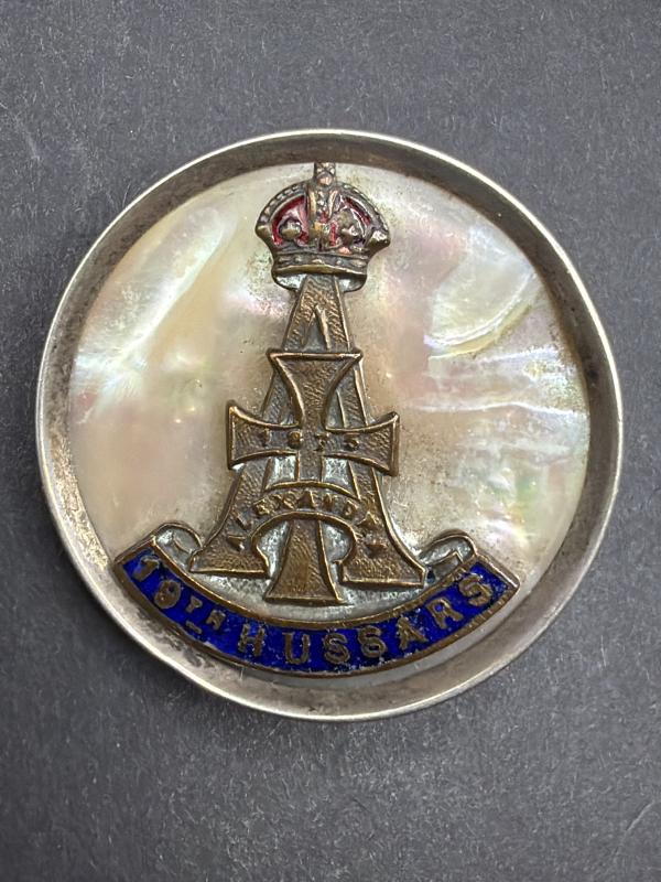 WW1 Silver Rim & Mother of Pearl 19th Hussars Sweet Heart Badge