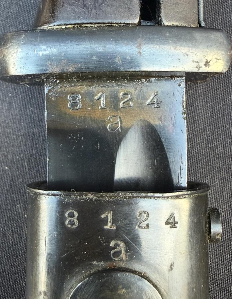 German K98K Bayonet & Scabbard Matching Berg & Co 8194 1939