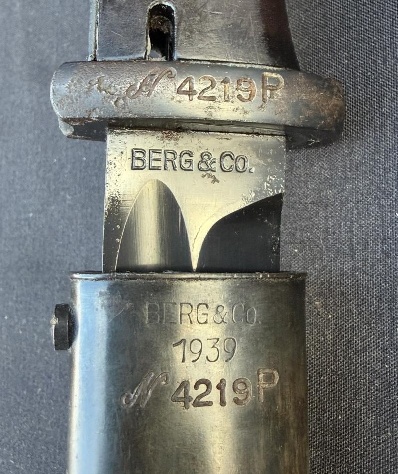 German K98K Bayonet & Scabbard Matching Berg & Co 8194 1939