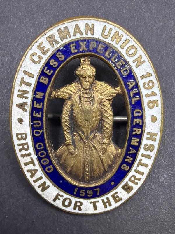 WW1 Britain For The British Anti German Union 1915 Pin Badge JR Gaunt London