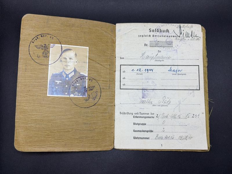 German Army Soldbuch Major Walter Bätz Beob.Abt.16 & 69 South Russia Many Awards