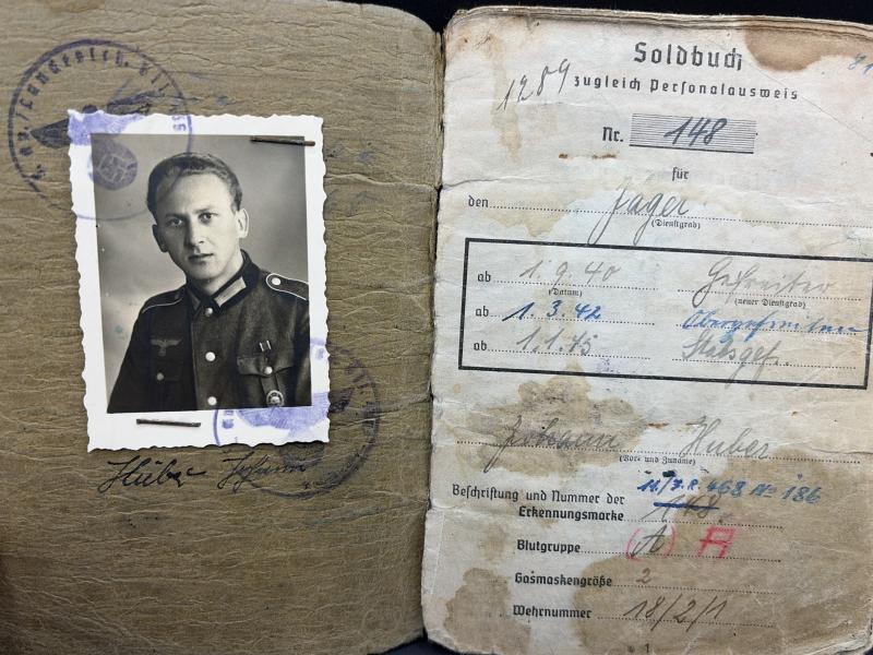 German Army Soldbuch Stabsgefreiter Johann Huber Inf.Regt.468/ Landeschutz Batl.435