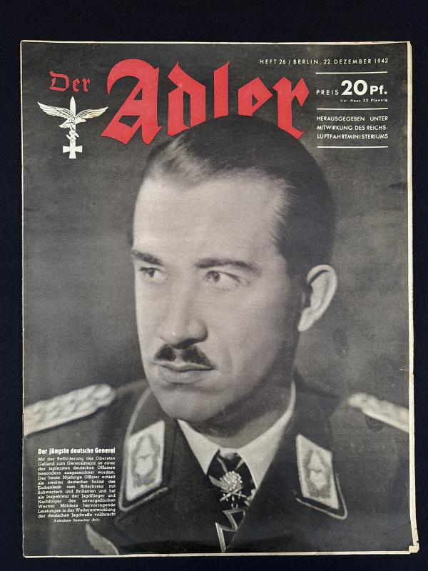 German Text Der Adler Magazine 22.December 1942 Adolf Galland Cover