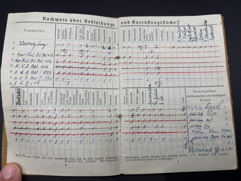 German Army Soldbuch Obergefreiter Walter Lippel A.R.245 (245 ID) Rouen & Arnhem