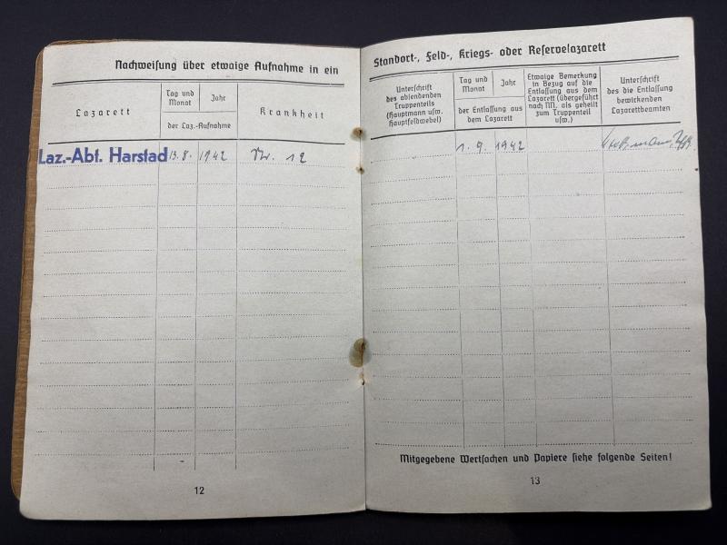 German Army Soldbuch Obergefreiter Walter Lippel A.R.245 (245 ID) Rouen & Arnhem