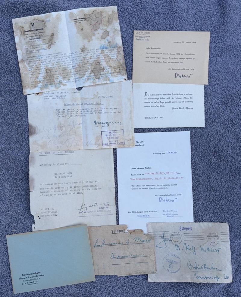 Assorted Wartime & Post War Paperwork Owned By General Karl Mauss (KC With Oak Leaves, Swords & Diamonds)