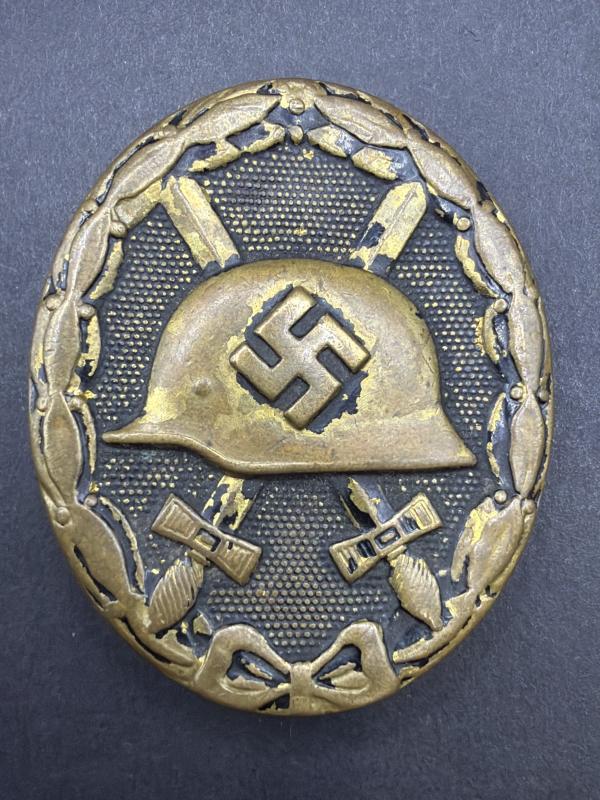 Early Brass Black Wound Badge Unmarked