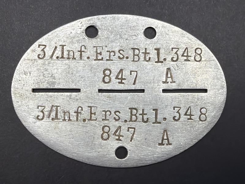 German Army ID Tag 3/Inf.Ers.Btl.348 171 Reserve Infantry Division