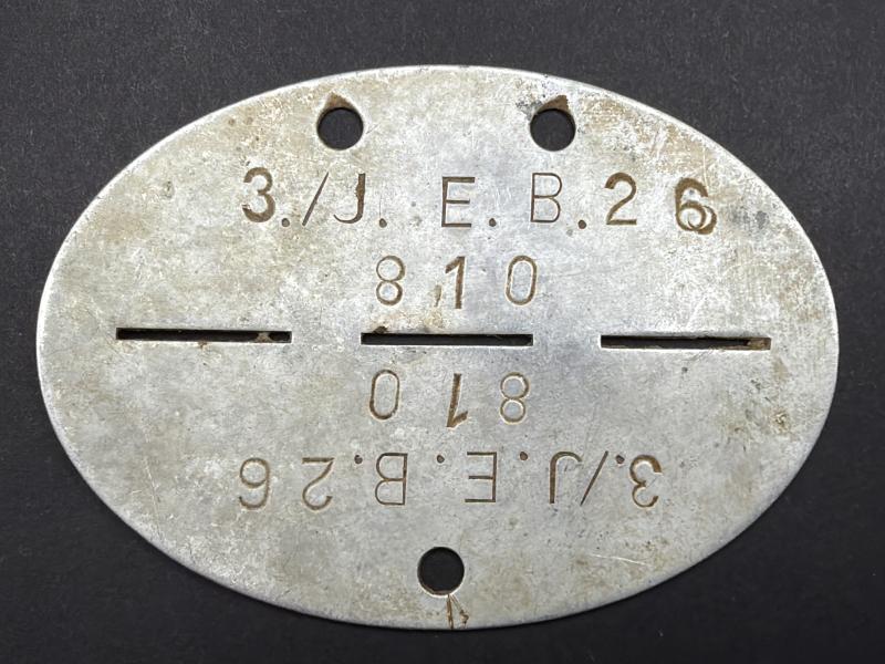 German Army ID Tag 3./J.E.B.26 30th Infantry Division