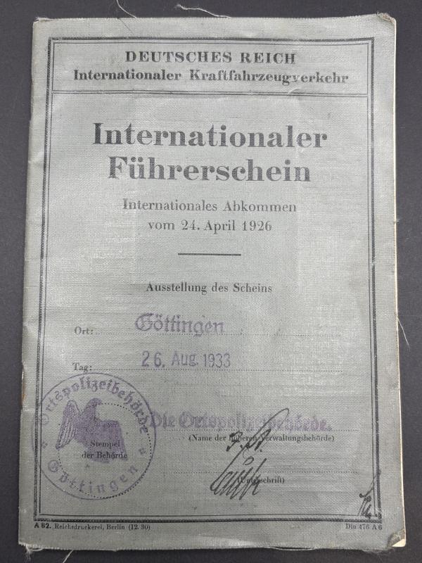 Third Reich Issue International Drivers License