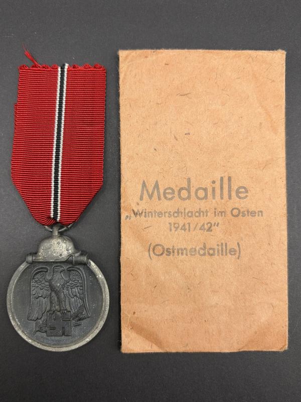Eastern Front Campaign Medal With Packet Marked 25 Arbeitsgemeinschaft Hanau