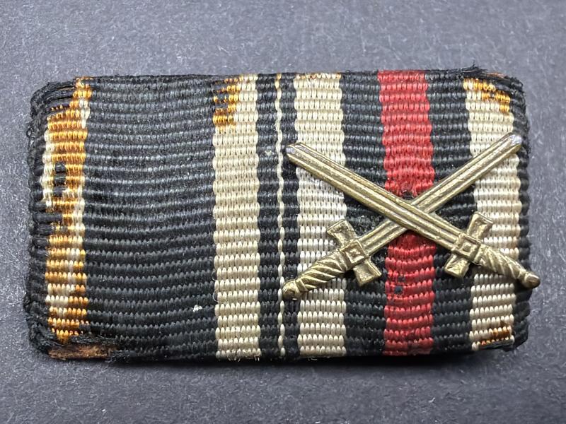 WW1 Imperial German Iron Cross Second Class & Hindenburg Cross Ribbon Bar