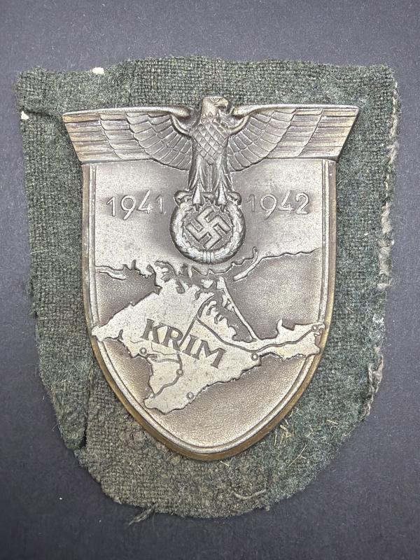 German Army/ Waffen SS Krim Shield in Zinc Wilhelm Deumer