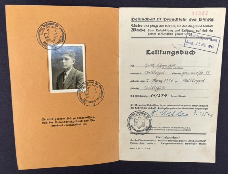 HJ Deutschen Reichbundes Leistungsbuch Georg Hofmeister