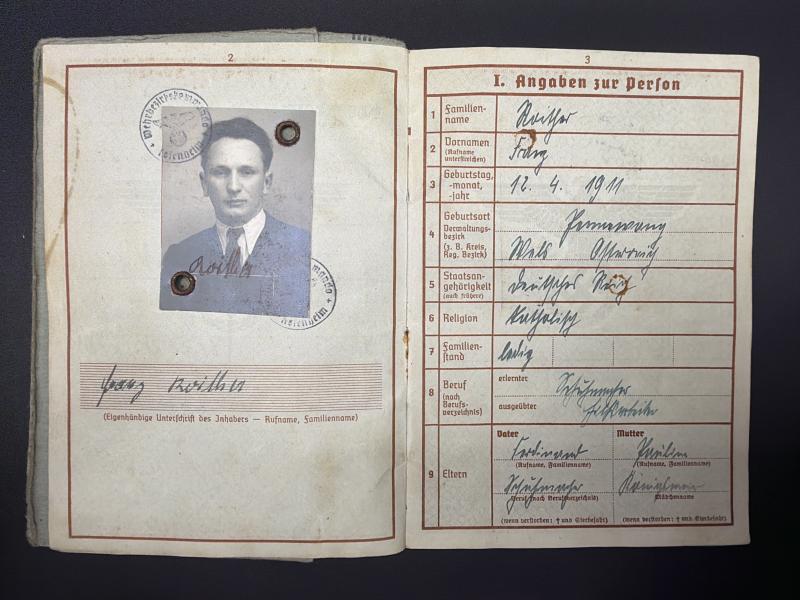 German Army Wehrpass Obergefreiter Franz Reither (57 Infantry Division)