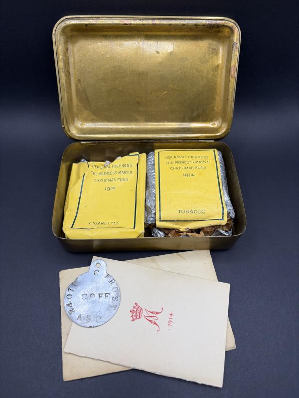 1914 Princess Mary Gift Tin With Tobbaco & Card Charles Frost ASC