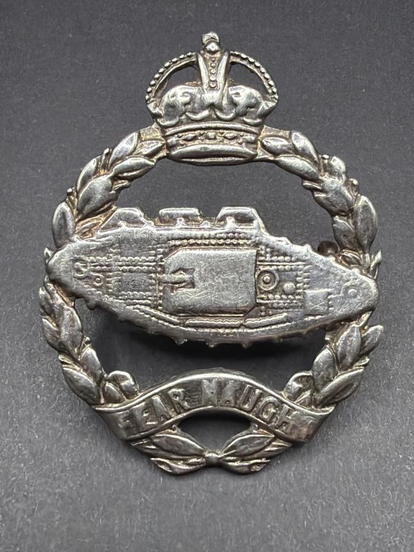WW2 Royal Tank Regiment Sterling Silver Officers Cap Badge