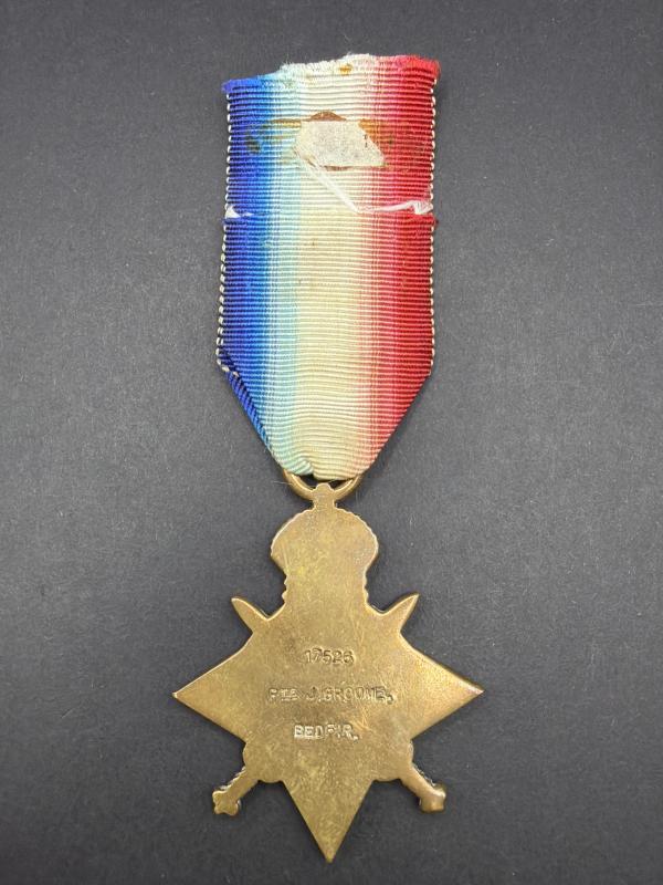 WW1 1914-15 Star 17526 PTE.J.GROOME.BEDF.R. Killed In Action 15th July 1916 Flanders