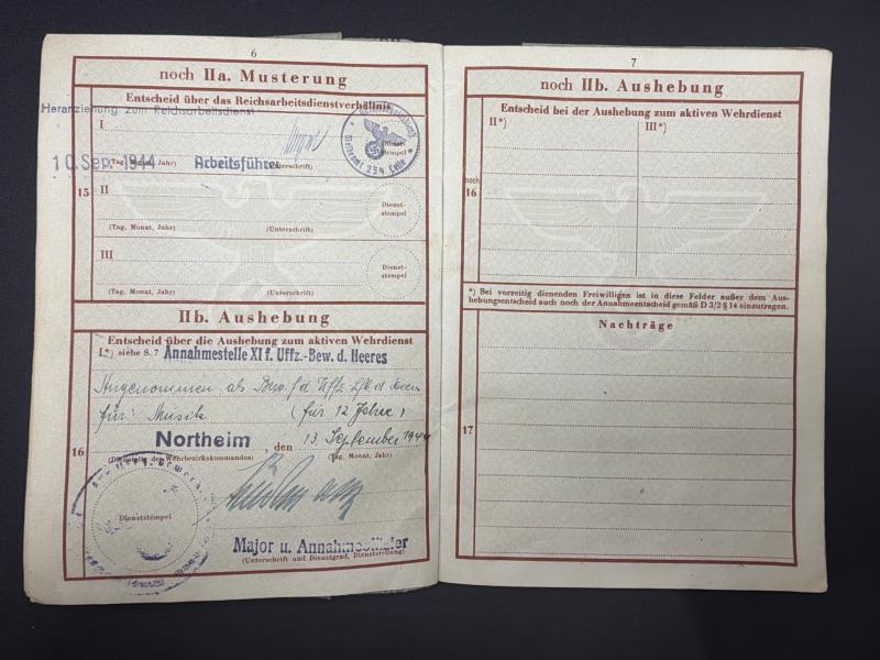 German Army Wehrpass Viktor Funkes RAD & Heer Musik Korps