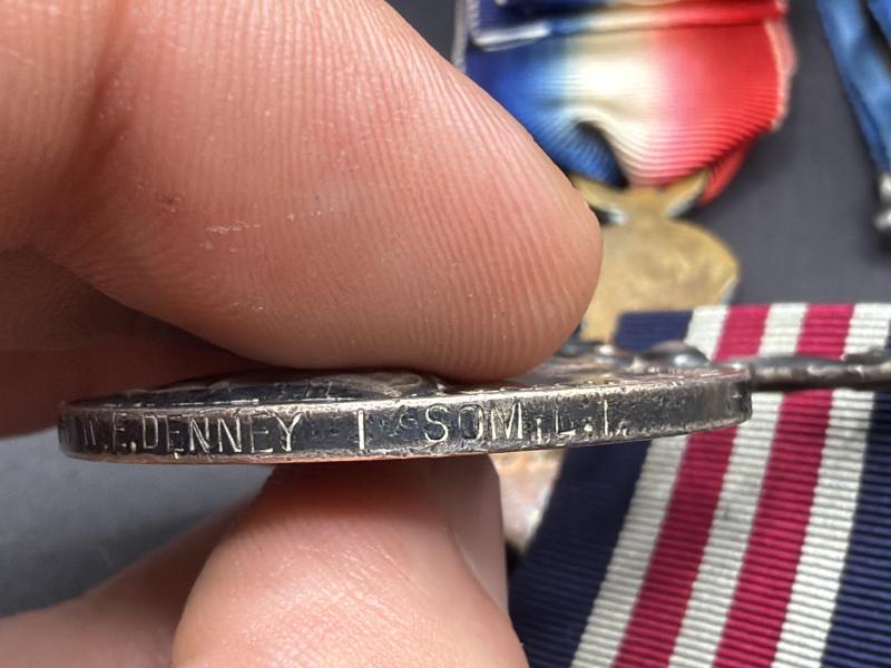 WW1 Military Medal Group 29223 SJT. -A.C.S. MJR. W.E.DENNEY 1.SOM.L.I & Manchester Regiment