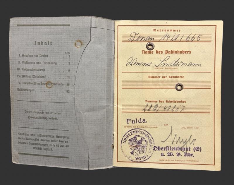 German Army Wehrpass Unteroffizier Werner Karl Lindermann KIA Orel Russia- Seige of Warsaw