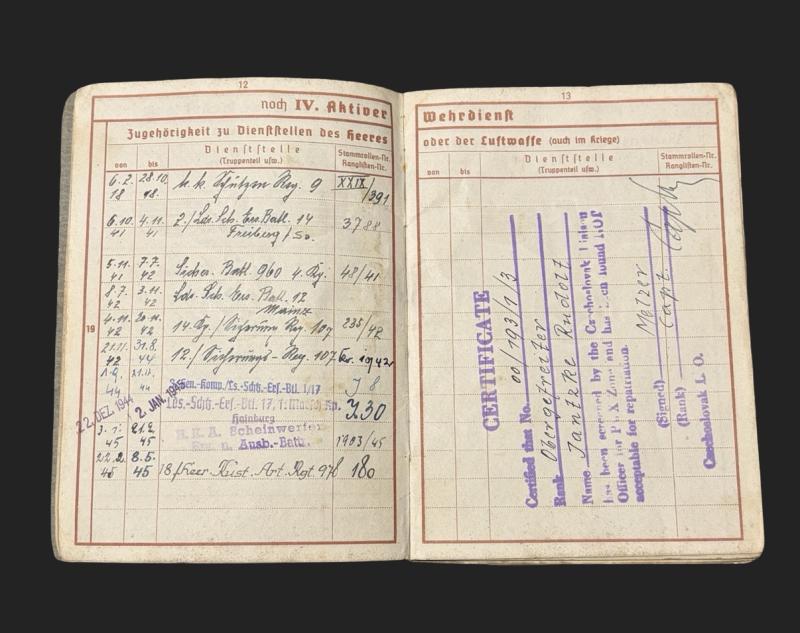 German Army Wehrpass Obergefreiter Rudolf Jaǔtzke Czech National Demjansk & Norway