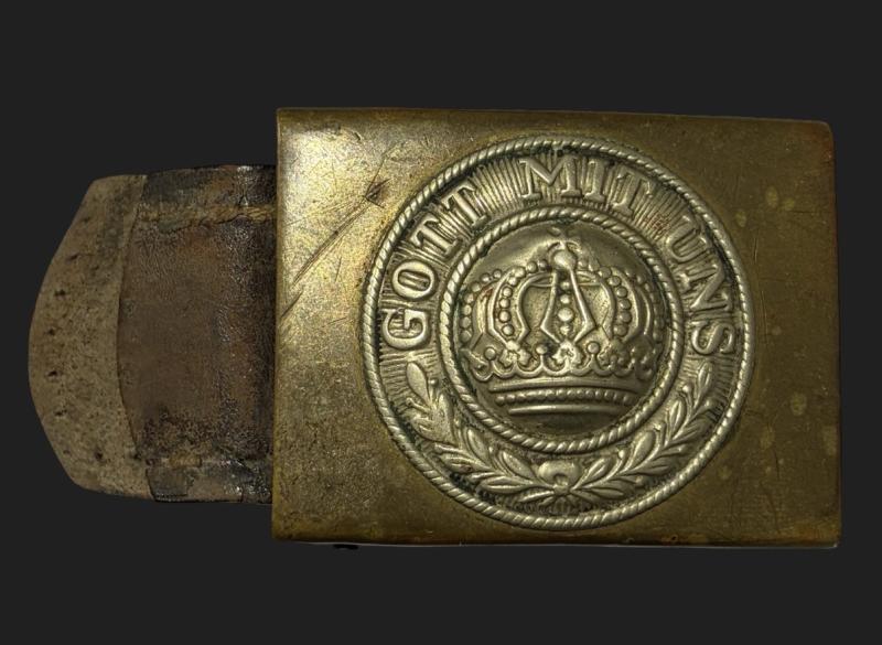 WW1 Imperial German Army Belt Buckle With Partial Leather Tab