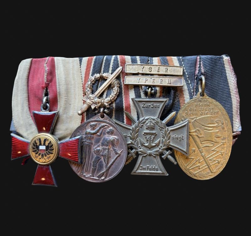 WW1 Lübeck Hansestic & Flanders Cross Medal Group With Yser and Ypern Bars