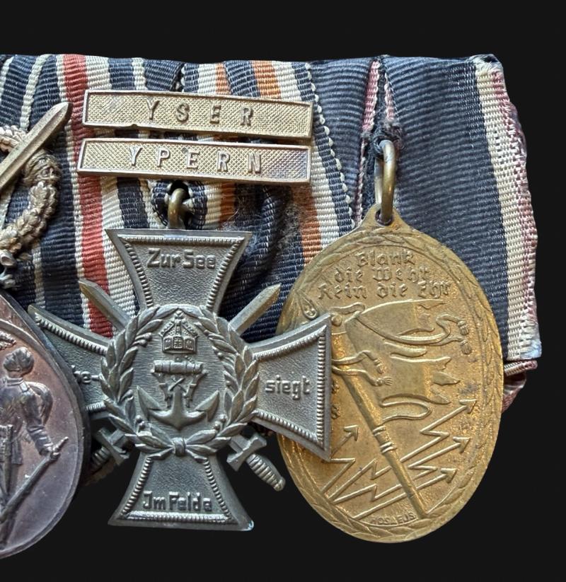 WW1 Lübeck Hansestic & Flanders Cross Medal Group With Yser and Ypern Bars