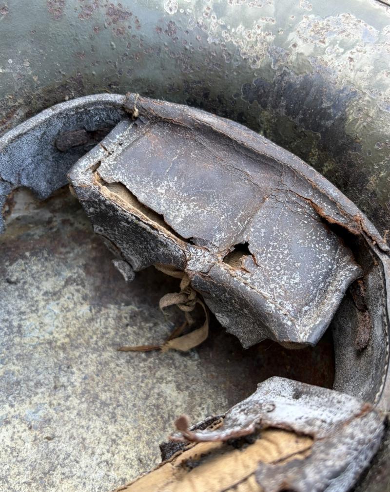 WW1 German M16 Steel Helmet With Original Paint & Liner Untouched Barn Find