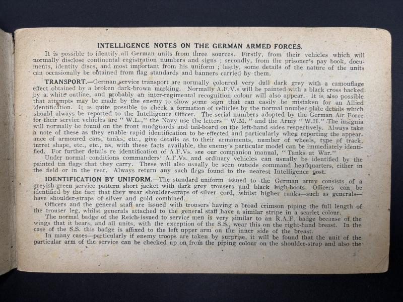 1943 Print Uniforms Badges And Intelligence Data etc Of The German Forces (HG & Service Personnel)