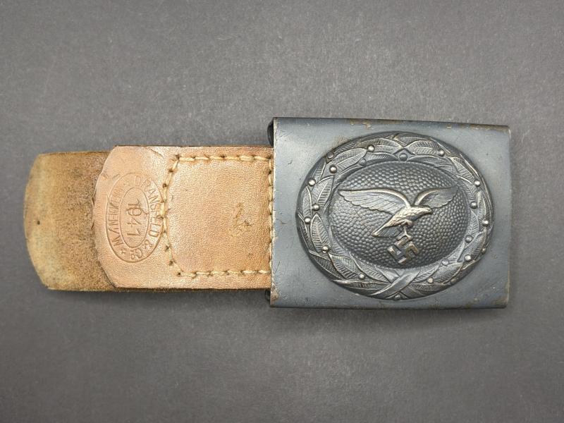 Luftwaffe Blue Painted Dransfeld Steel Belt Buckle 1941 Dated With Tab