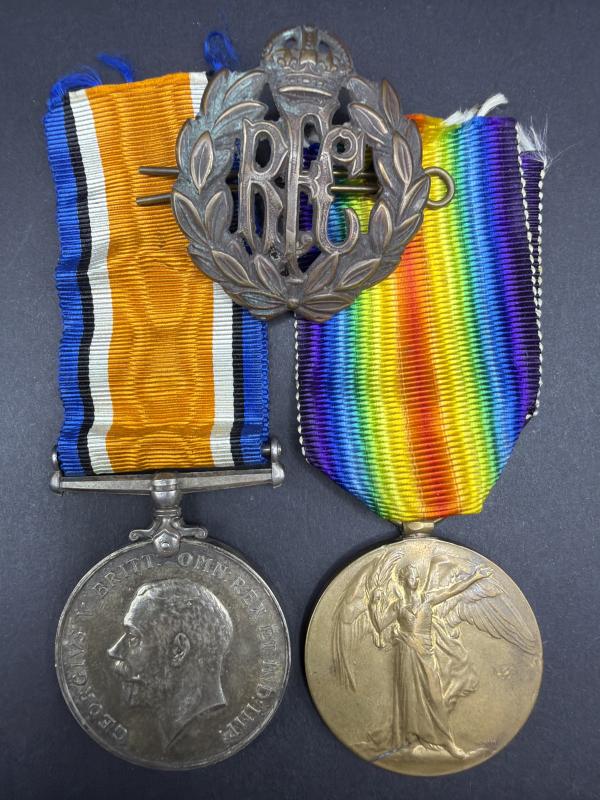 WW1 Medal Pair 59089 PTE.1. E.BUCKNELL R.A.F./ RFC With Cap Badge