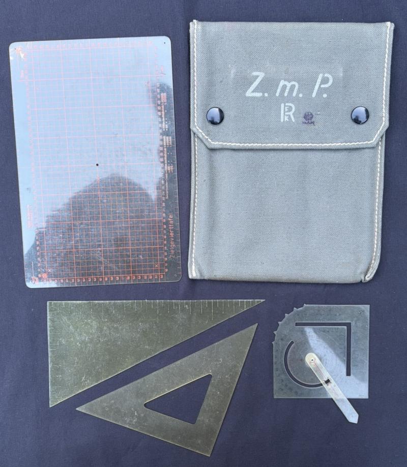 Early War German Army Zielgevierttafel Map Reading Protractor Set