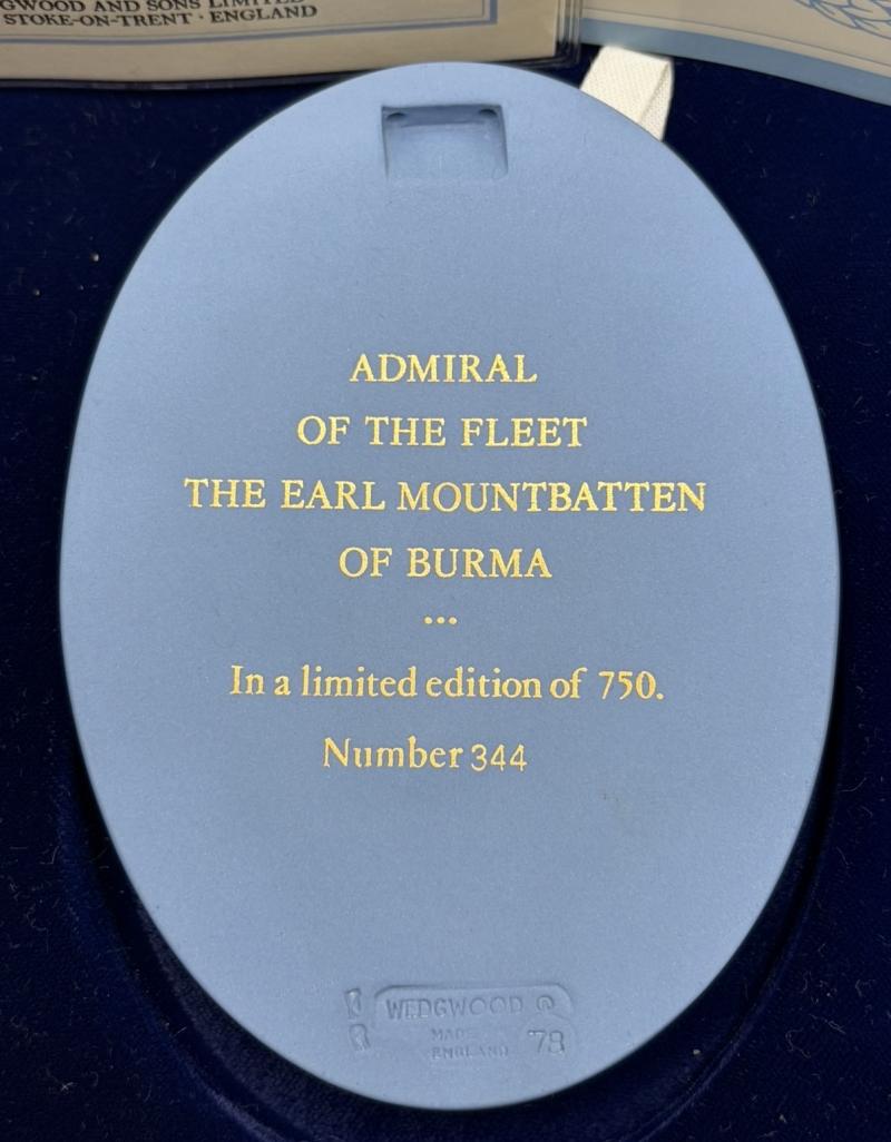 Admiral of the Fleet The Earl Mountbatten of Burma Wedgwood Table Medallion Issue 344/750 With Autograph