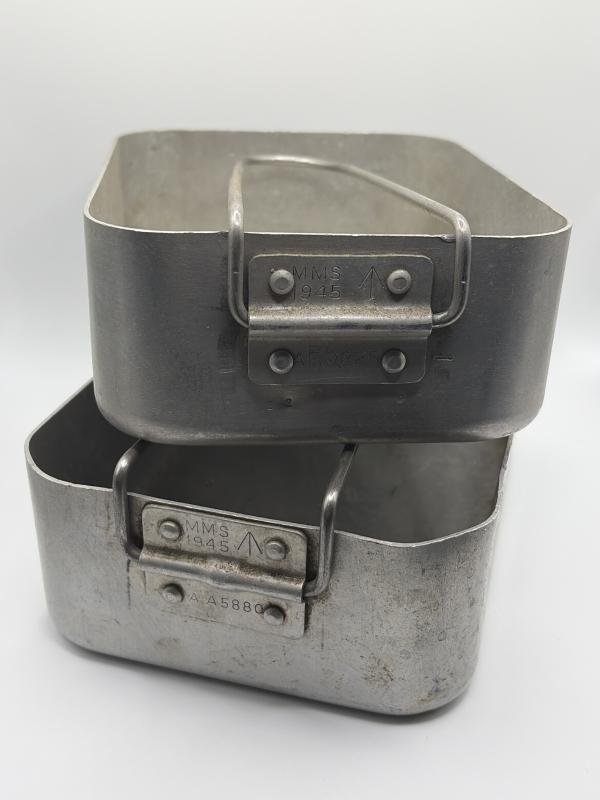 British Army Aluminium Mess Tin Set Marked MMS 1945 Matching