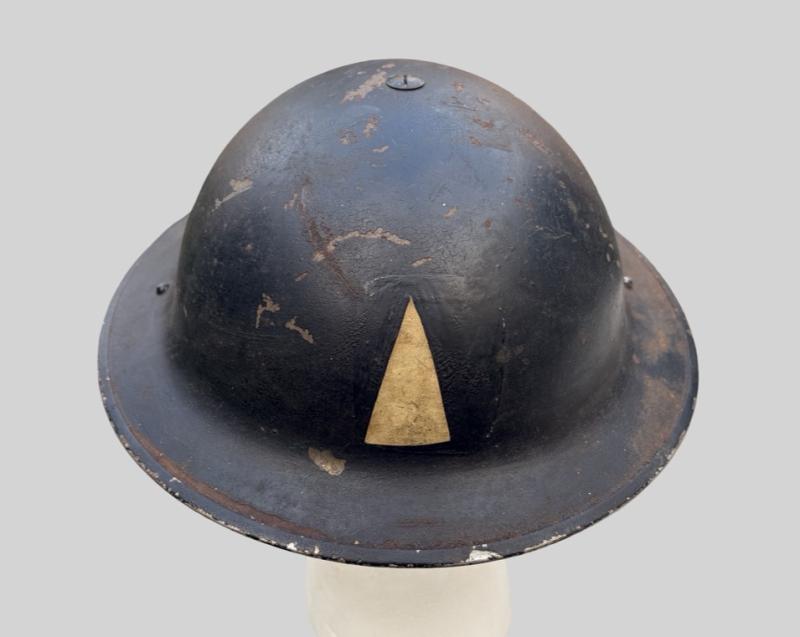 British Home Front MKII Tin Helmet F&L 1/1939 Interesting Insignia